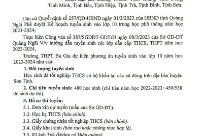 THÔNG BÁO TUYỂN SINH VÀO LỚP 10 NĂM HỌC 2023 – 2024